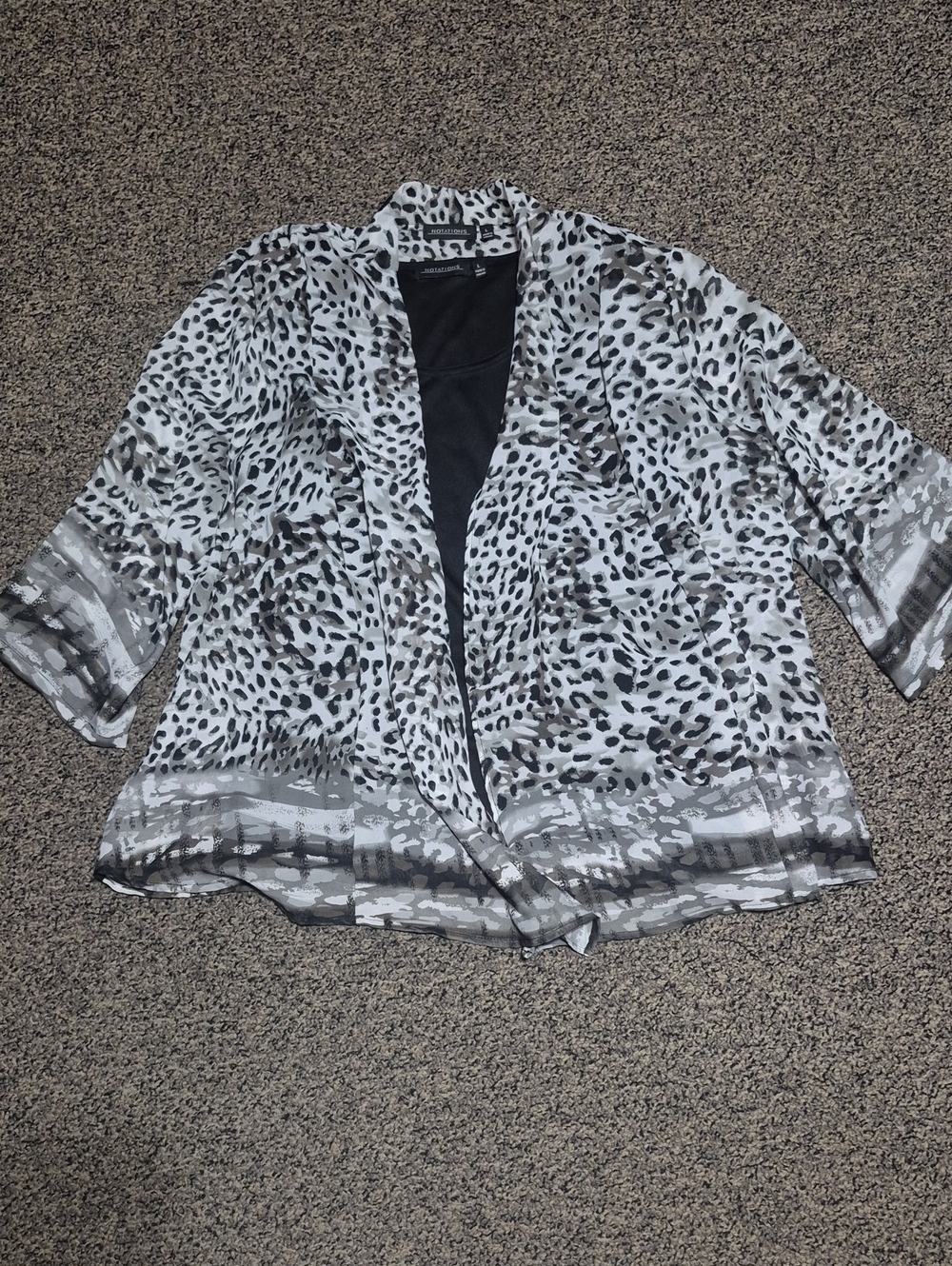 Notations Black & White Animal Print Open-Front Top